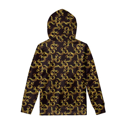Gold Om Symbol Pattern Print Pullover Hoodie