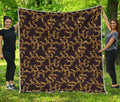 Gold Om Symbol Pattern Print Quilt