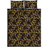 Gold Om Symbol Pattern Print Quilt Bed Set