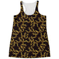 Gold Om Symbol Pattern Print Women's Racerback Tank Top