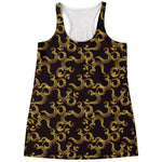 Gold Om Symbol Pattern Print Women's Racerback Tank Top