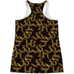 Gold Om Symbol Pattern Print Women's Racerback Tank Top