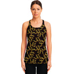 Gold Om Symbol Pattern Print Women's Racerback Tank Top