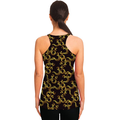 Gold Om Symbol Pattern Print Women's Racerback Tank Top
