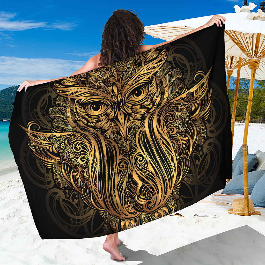 Gold Owl Spirit Print Beach Sarong Wrap