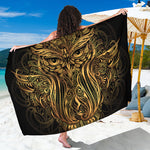Gold Owl Spirit Print Beach Sarong Wrap