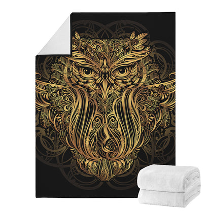 Gold Owl Spirit Print Blanket