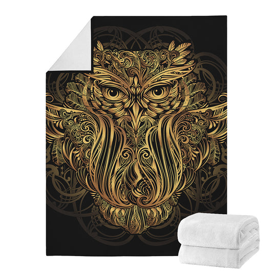 Gold Owl Spirit Print Blanket