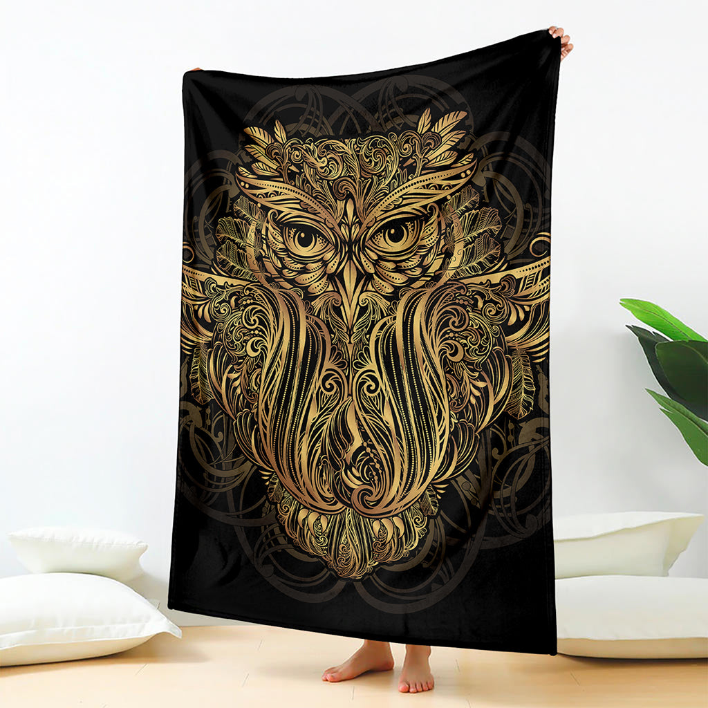 Gold Owl Spirit Print Blanket