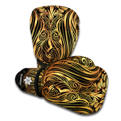 Gold Owl Spirit Print Boxing Gloves