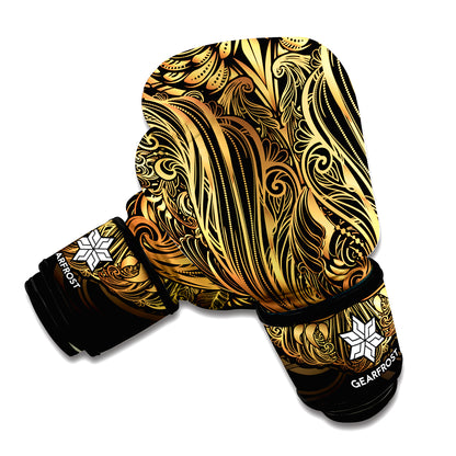 Gold Owl Spirit Print Boxing Gloves