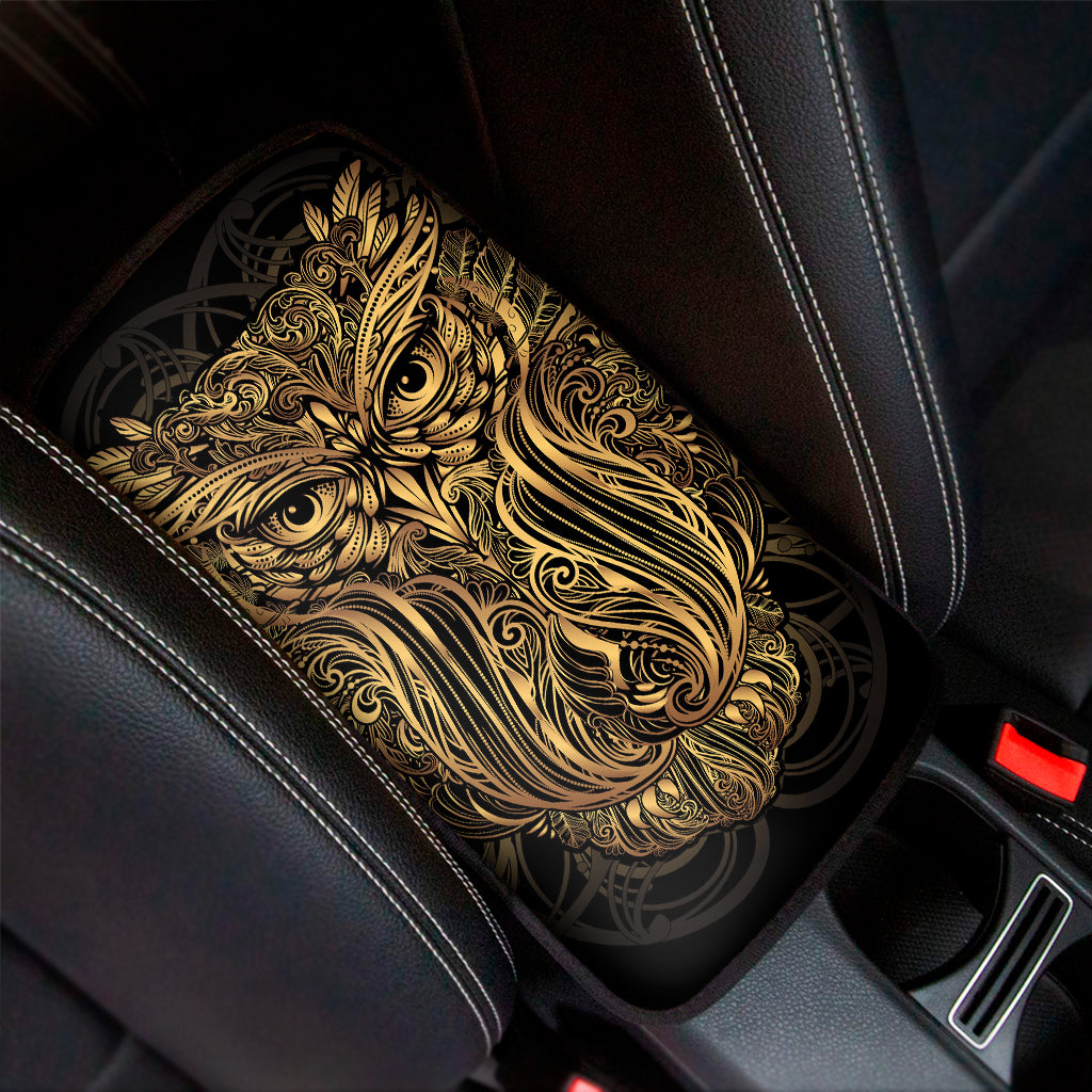 Gold Owl Spirit Print Car Center Console Cover