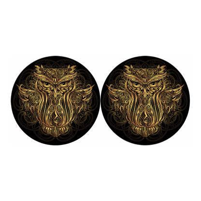Gold Owl Spirit Print Car Coasters