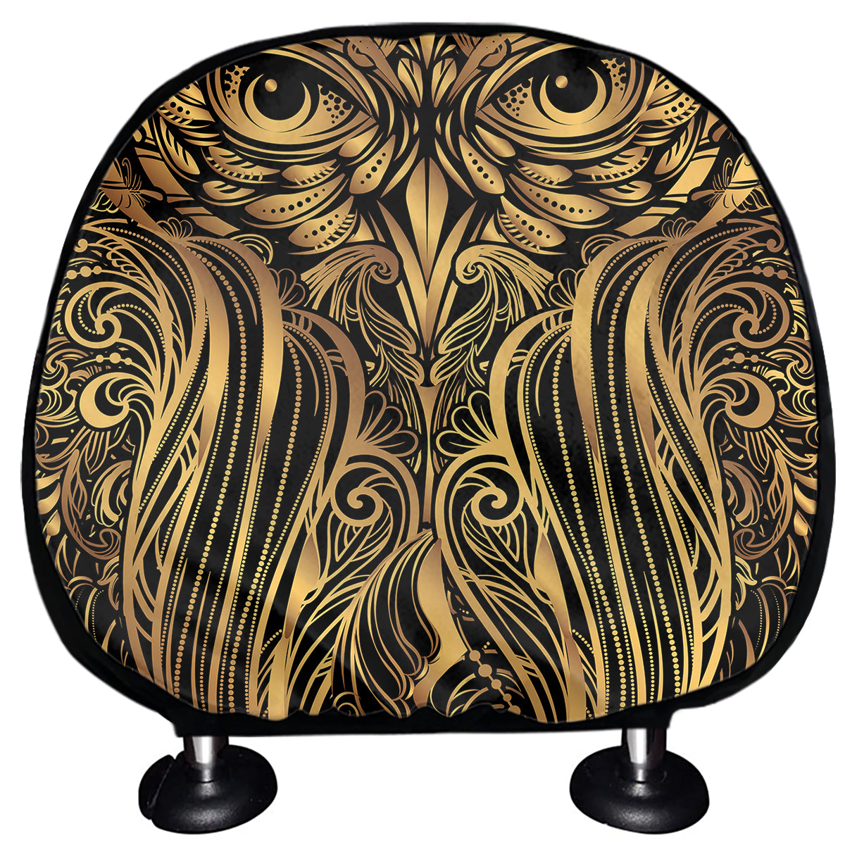 Gold Owl Spirit Print Car Headrest Covers