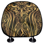 Gold Owl Spirit Print Car Headrest Covers