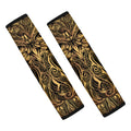 Gold Owl Spirit Print Car Seat Belt Covers