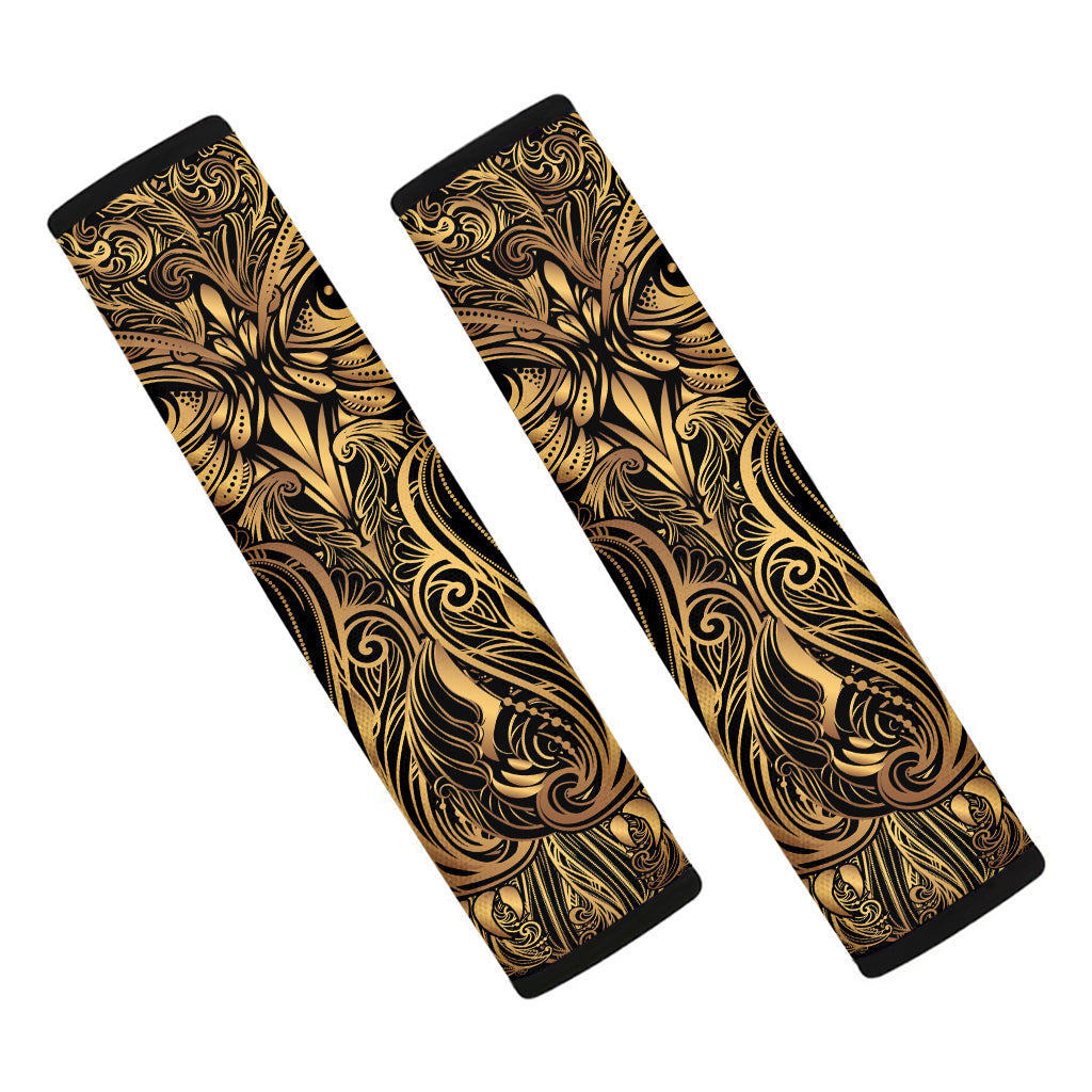 Gold Owl Spirit Print Car Seat Belt Covers