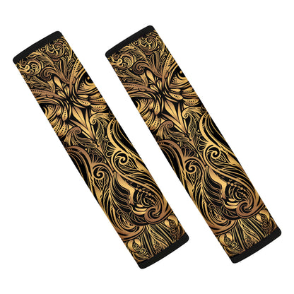 Gold Owl Spirit Print Car Seat Belt Covers