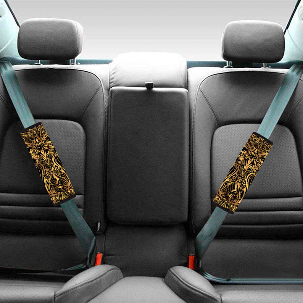 Gold Owl Spirit Print Car Seat Belt Covers