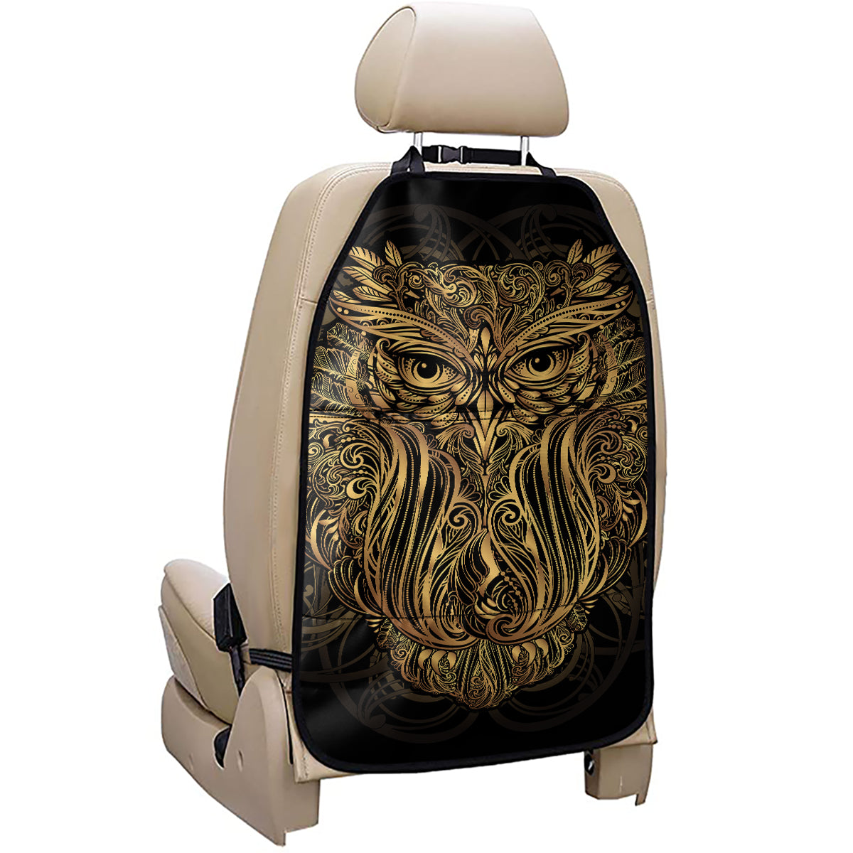 Gold Owl Spirit Print Car Seat Organizers