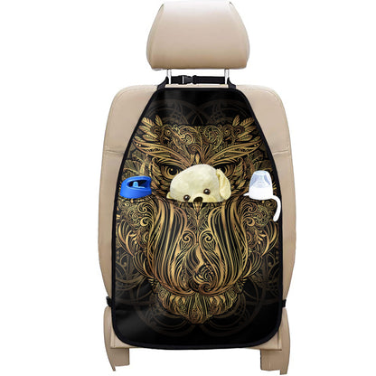Gold Owl Spirit Print Car Seat Organizers