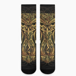 Gold Owl Spirit Print Crew Socks
