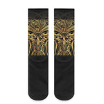 Gold Owl Spirit Print Crew Socks