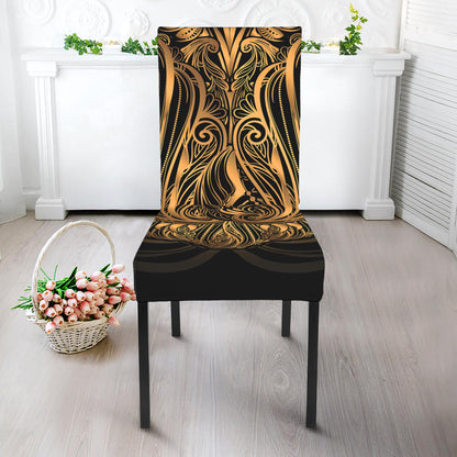 Gold Owl Spirit Print Dining Chair Slipcover