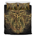 Gold Owl Spirit Print Duvet Cover Bedding Set