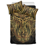 Gold Owl Spirit Print Duvet Cover Bedding Set
