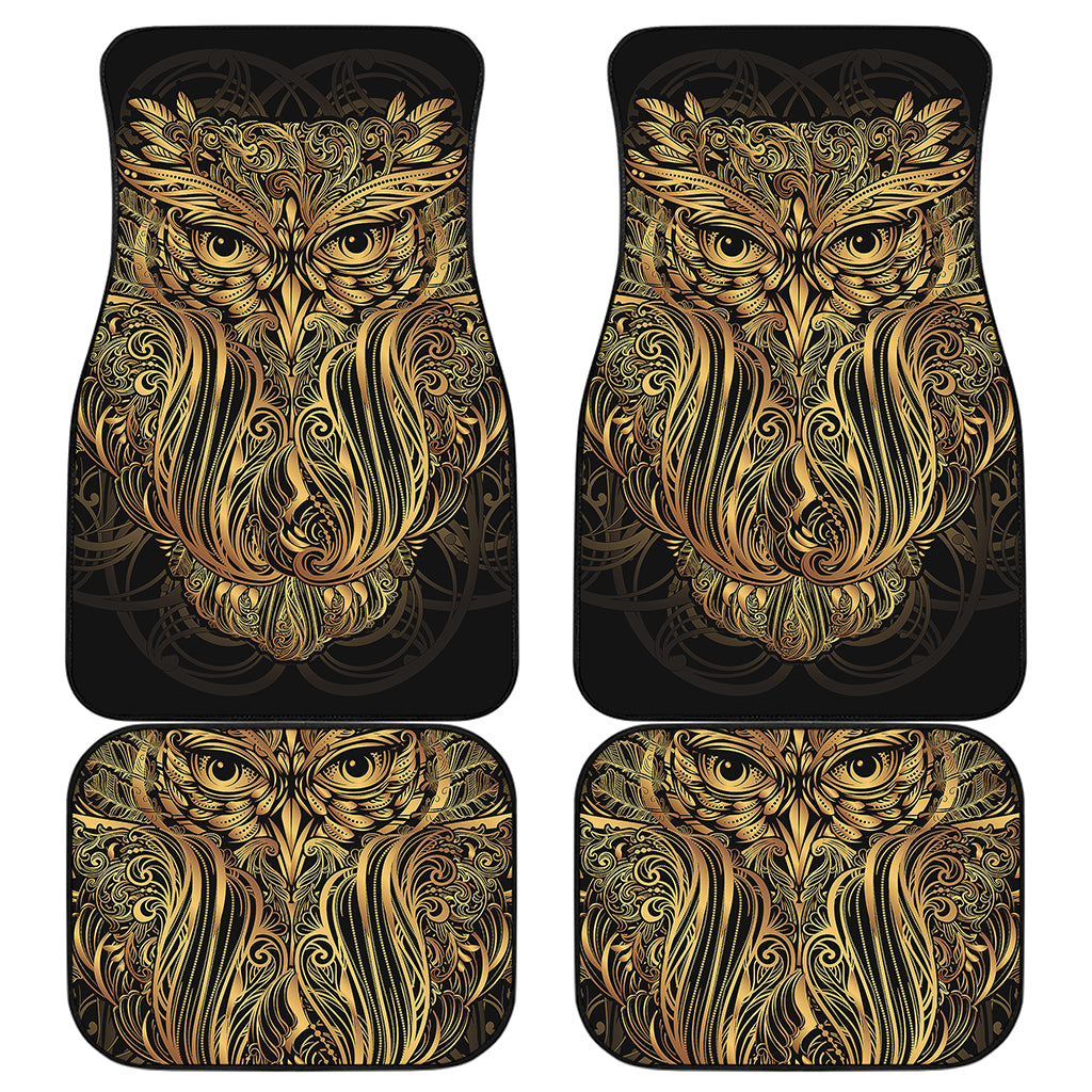 Gold Owl Spirit Print Front and Back Car Floor Mats