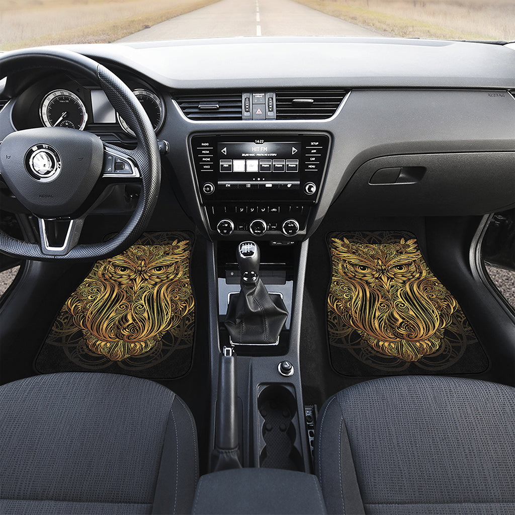 Gold Owl Spirit Print Front and Back Car Floor Mats