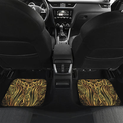 Gold Owl Spirit Print Front and Back Car Floor Mats