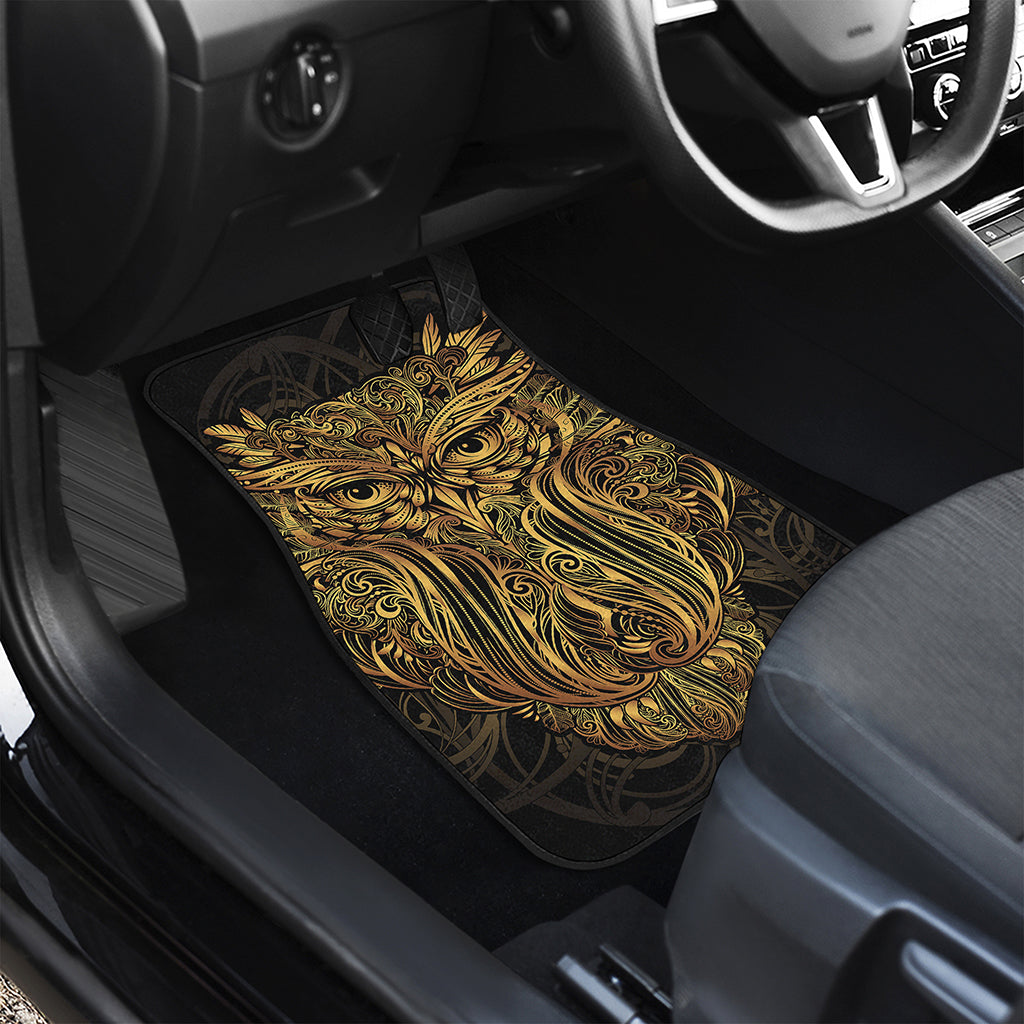 Gold Owl Spirit Print Front and Back Car Floor Mats
