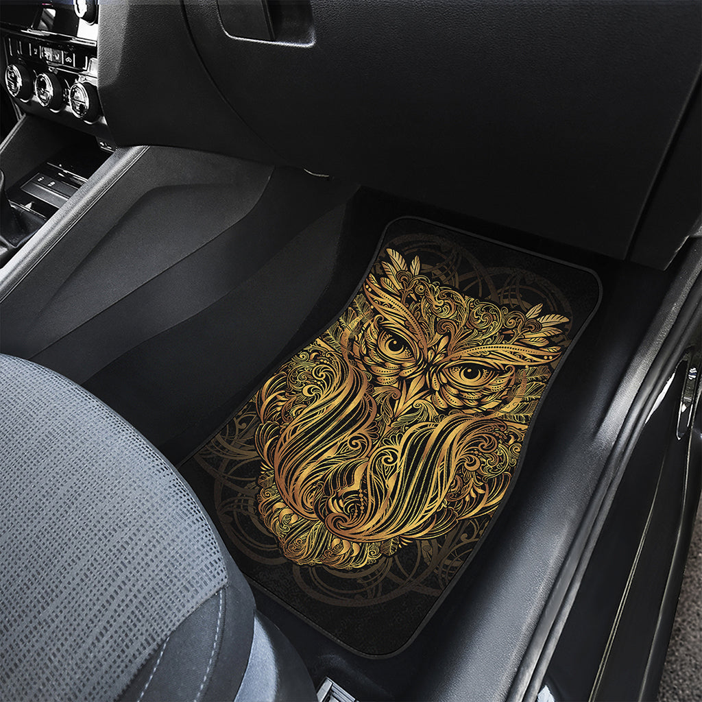 Gold Owl Spirit Print Front and Back Car Floor Mats
