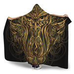 Gold Owl Spirit Print Hooded Blanket