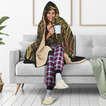 Gold Owl Spirit Print Hooded Blanket