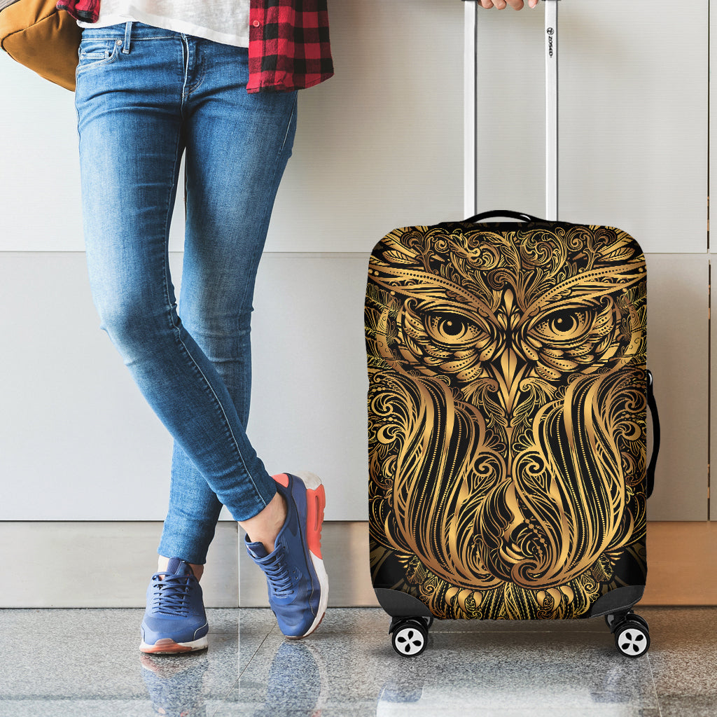 Gold Owl Spirit Print Luggage Cover
