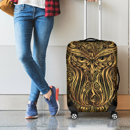 Gold Owl Spirit Print Luggage Cover