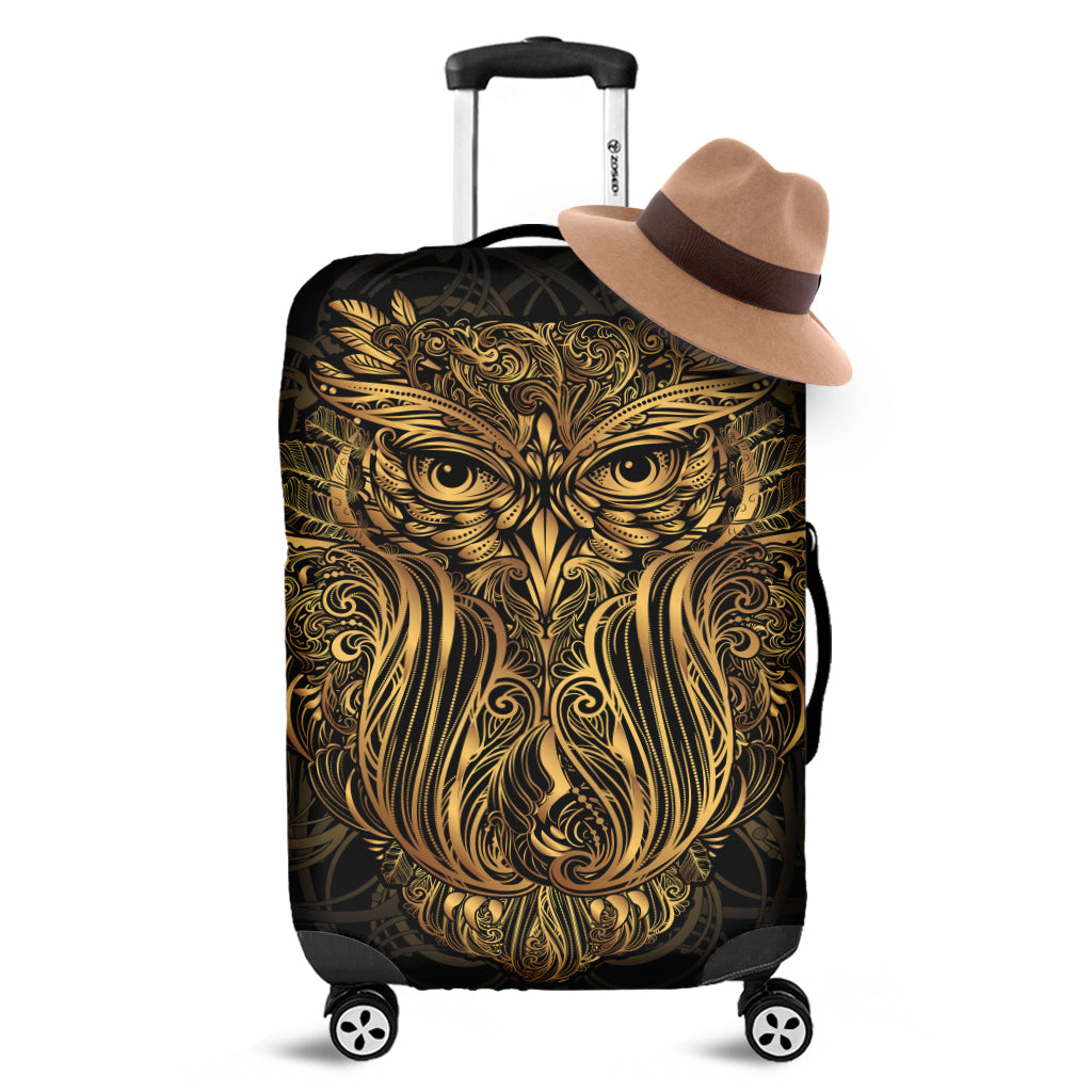 Gold Owl Spirit Print Luggage Cover