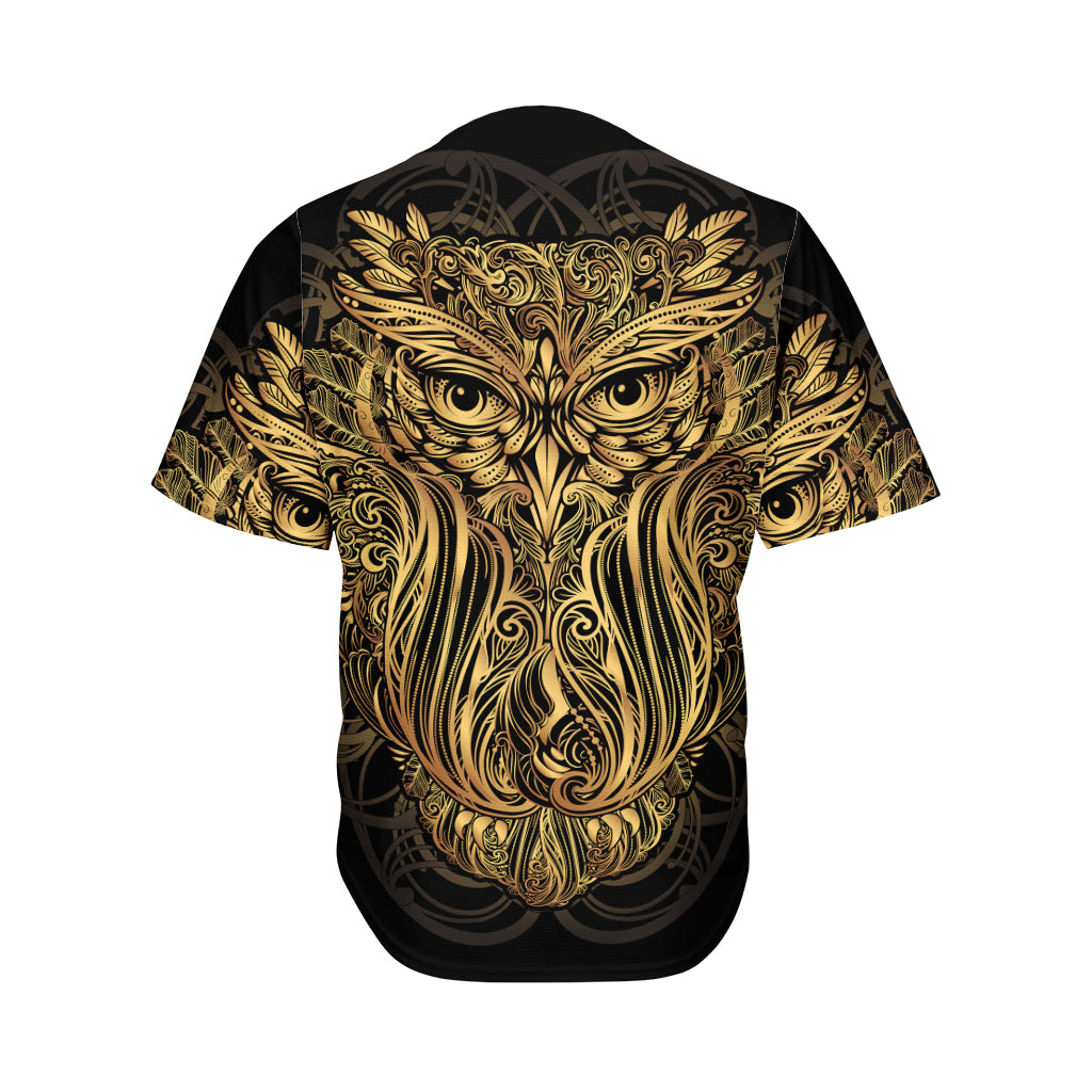Gold Owl Spirit Print Men's Baseball Jersey
