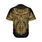 Gold Owl Spirit Print Men's Baseball Jersey