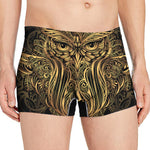 Gold Owl Spirit Print Men's Boxer Briefs