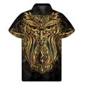 Gold Owl Spirit Print Men's Short Sleeve Shirt