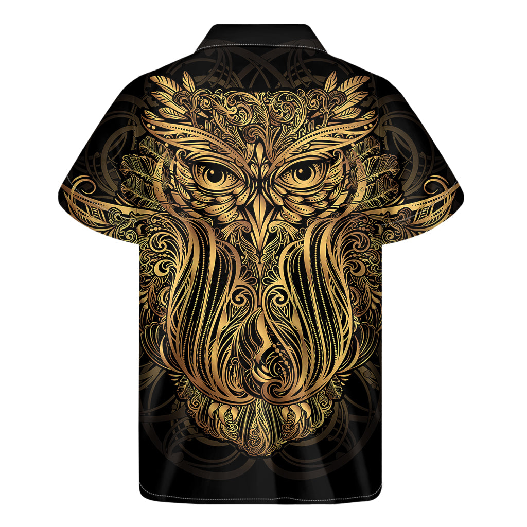 Gold Owl Spirit Print Men's Short Sleeve Shirt