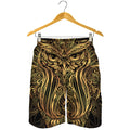 Gold Owl Spirit Print Men's Shorts