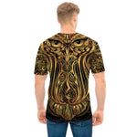 Gold Owl Spirit Print Men's T-Shirt