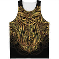 Gold Owl Spirit Print Men's Tank Top