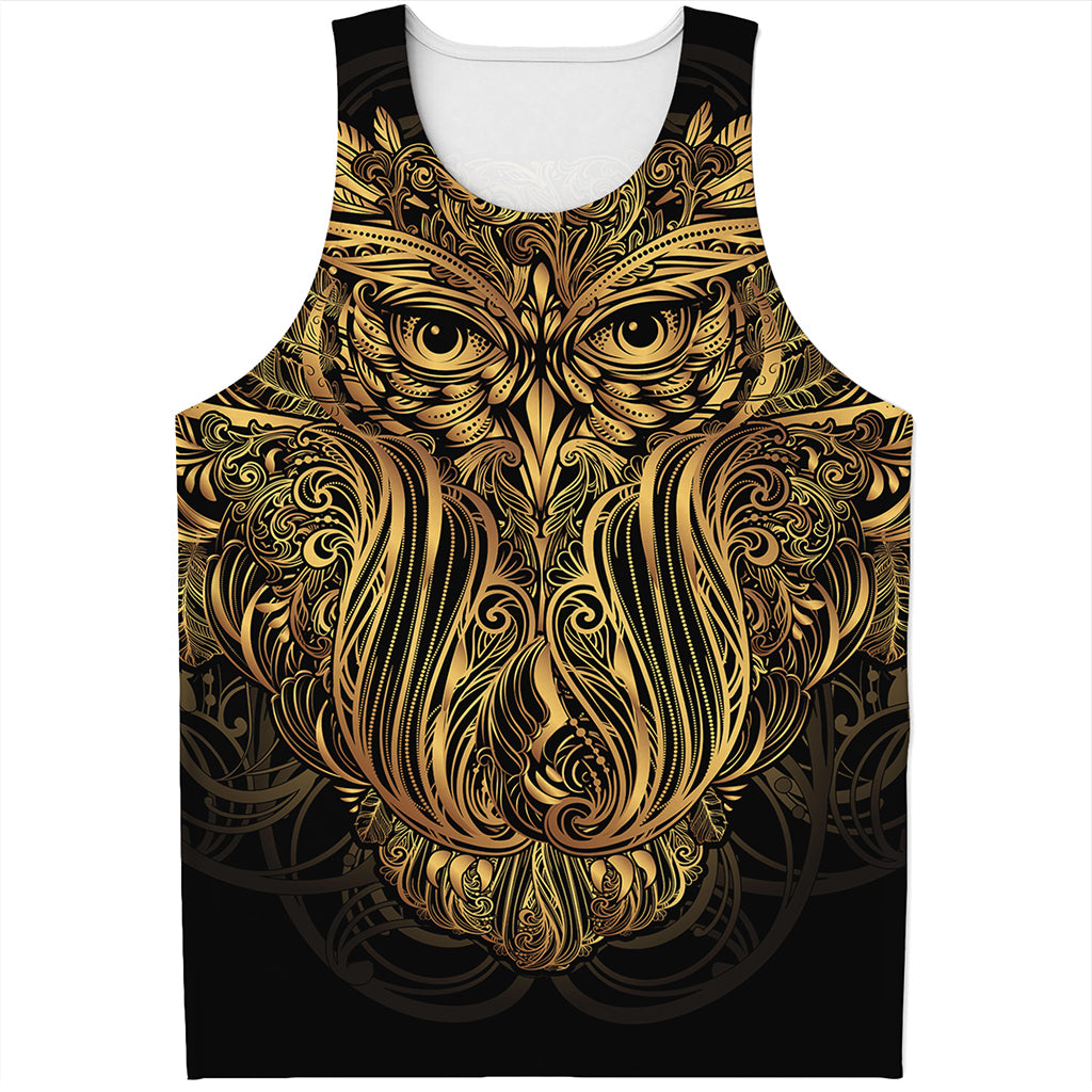 Gold Owl Spirit Print Men's Tank Top