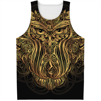 Gold Owl Spirit Print Men's Tank Top